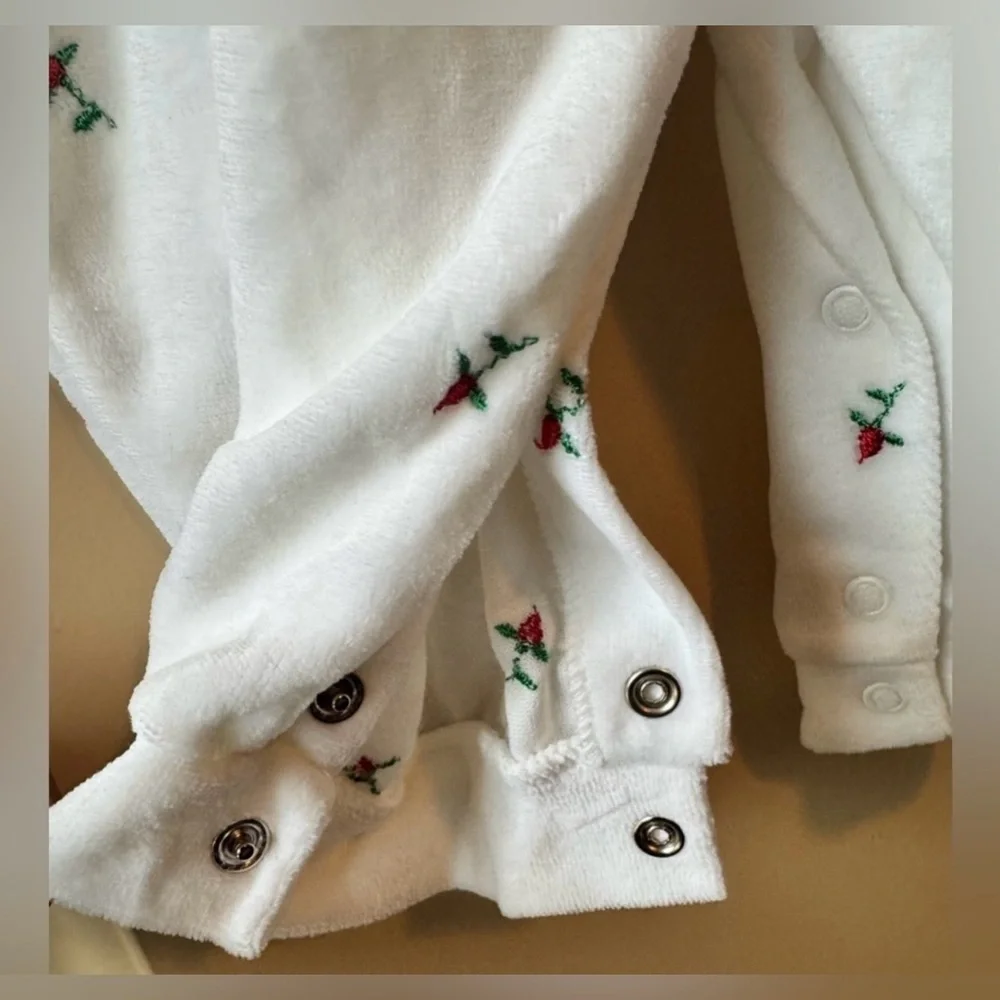 Vintage Little Me White Footie with Red and Green Details